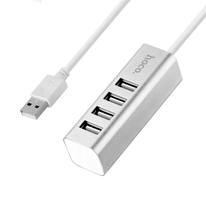 HOCO HB1 USB-A HUB Charging And Data Sync – Silver Color