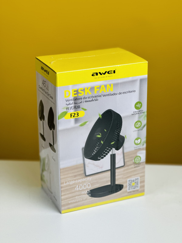 Awei F23 Portable USB Rechargeable Desk Fan (4000mAh)