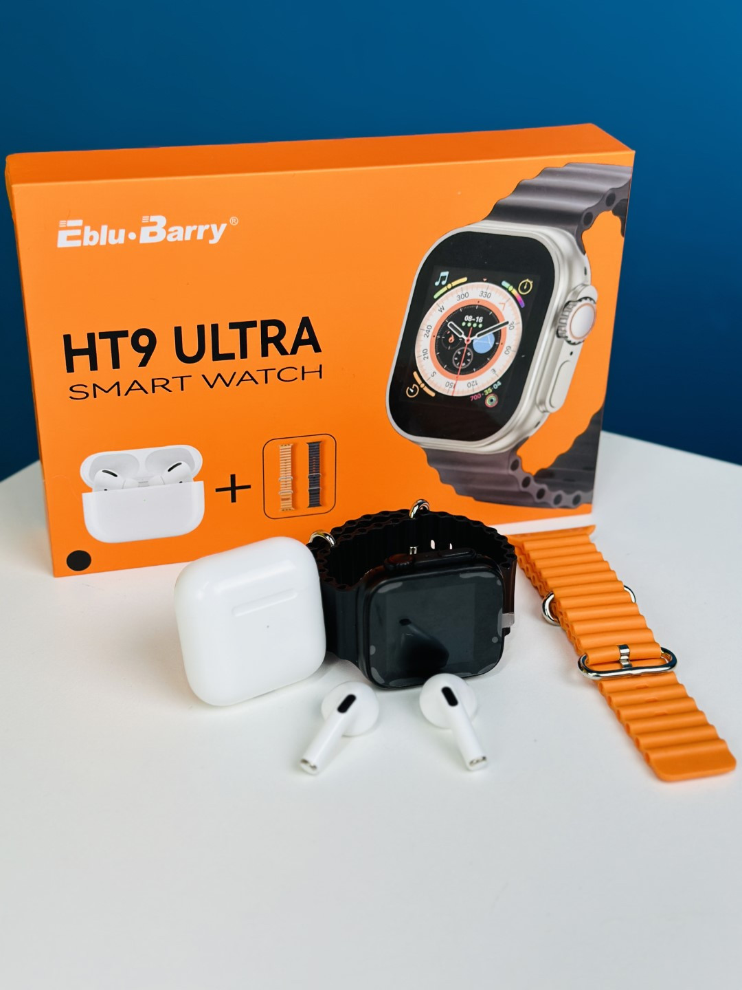 HT9 Ultra Smart Watch + TWS Combo With Double Strap